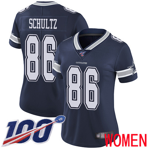 Women Dallas Cowboys Limited Navy Blue Dalton Schultz Home 86 100th Season Vapor Untouchable NFL Jersey
